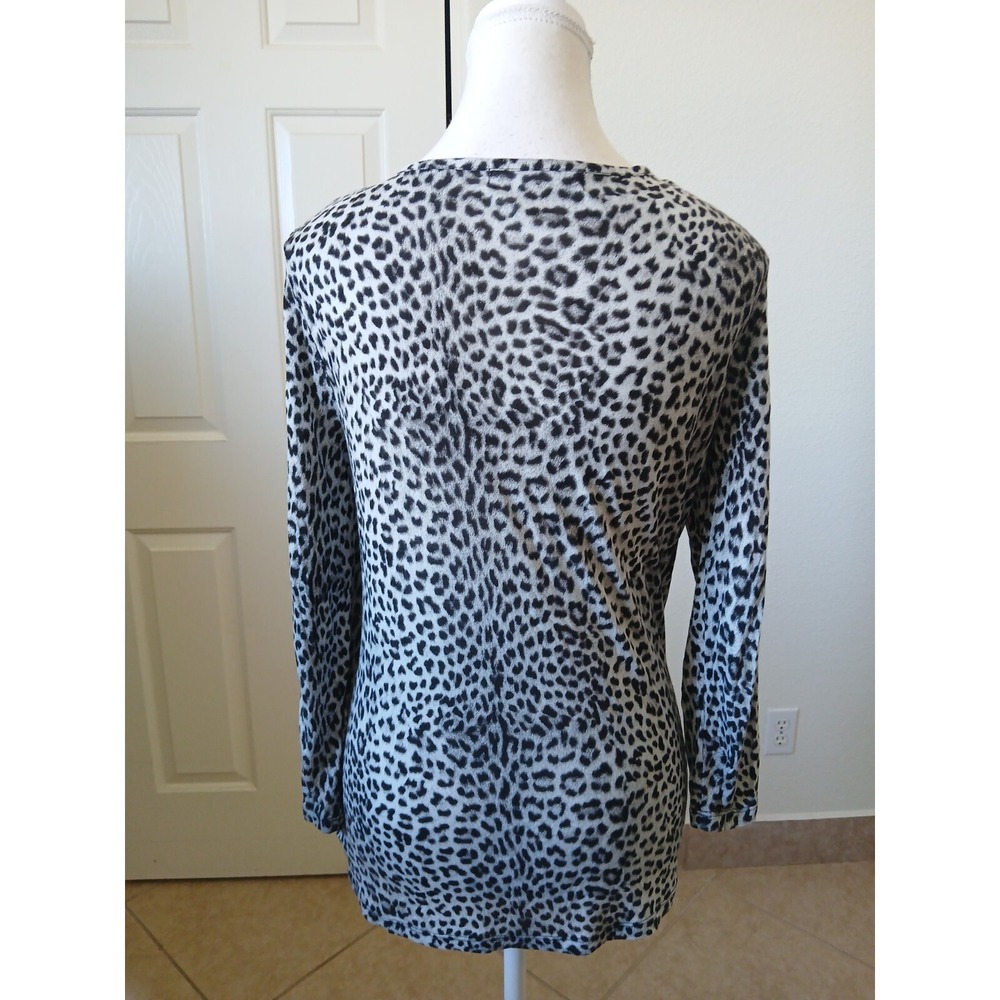 Michael Kors Womens M Leopard Cowlโ Neck Top Long Sleeve Stretch Sexy Evening - Picture 4 of 15